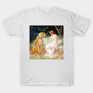 Lady and Tiger with Flowers 1900 Frederick Stuart Church T-Shirt